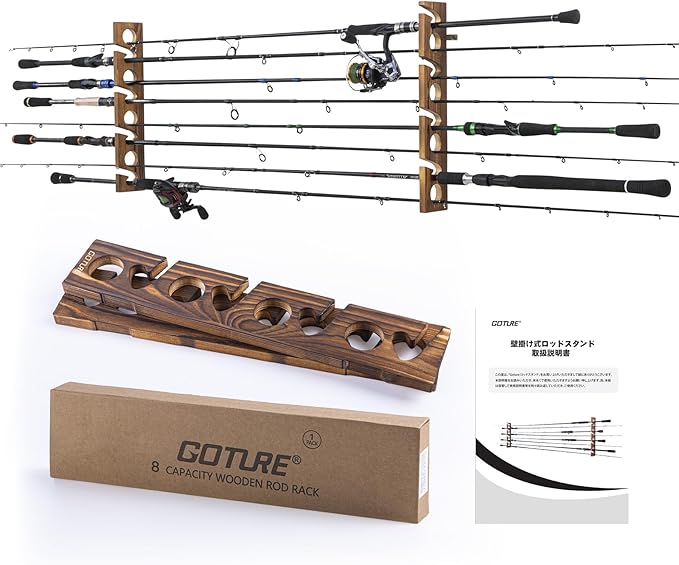 Fishing Rod Rack - Goture 나무 낚시대 홀더 8 홀