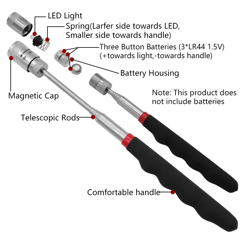 LED 빛을 가진 텔레스코픽 자석 펜 확장 가능한 픽업 - Fishing Rod Telescopic 리뷰 및 가격