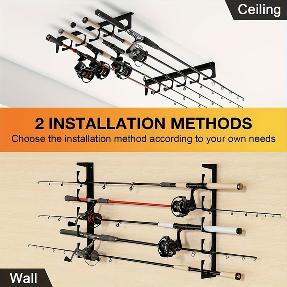 B48B-벽/천장 장착 낚싯대 금속 홀더- 2개 5대  - Fishing Rod Rack 리뷰 및 가격