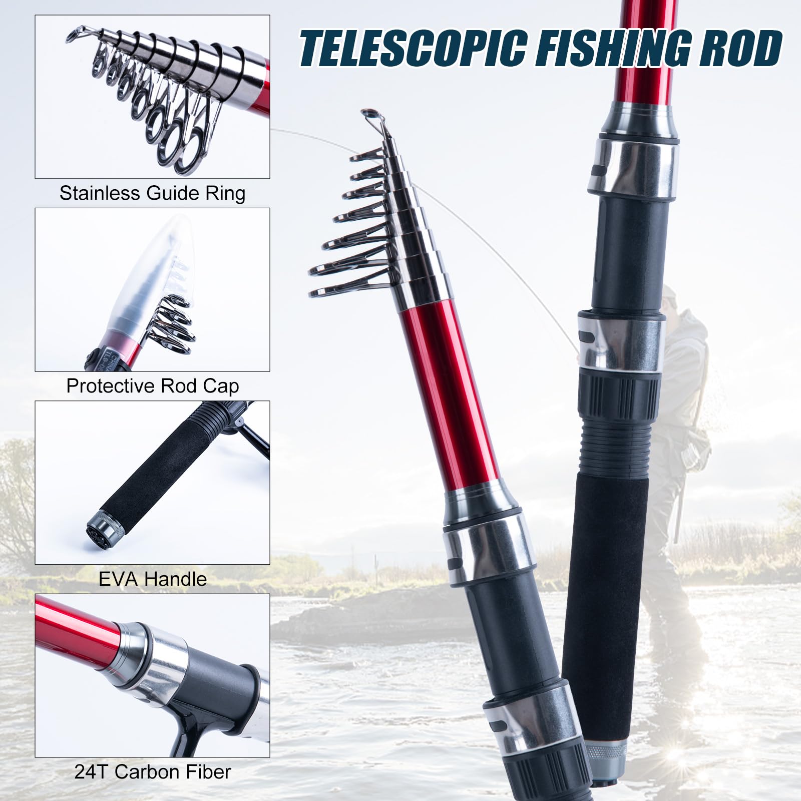 고투어 2개 낚싯대와 2개 릴 콤보 세트, 휴대용 가방 - Fishing Rod Combo 리뷰 및 가격