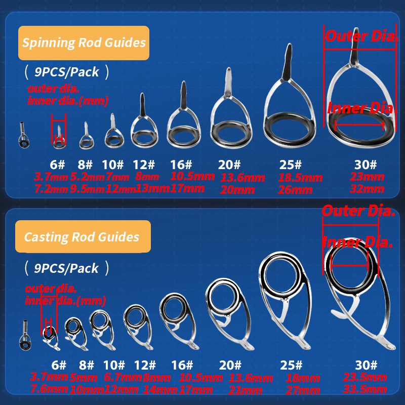 9Pcs 낚싯대 가이드 링 수리 키트 세라믹 링 스피닝 - Fishing Rod Repair Kit 리뷰 및 가격